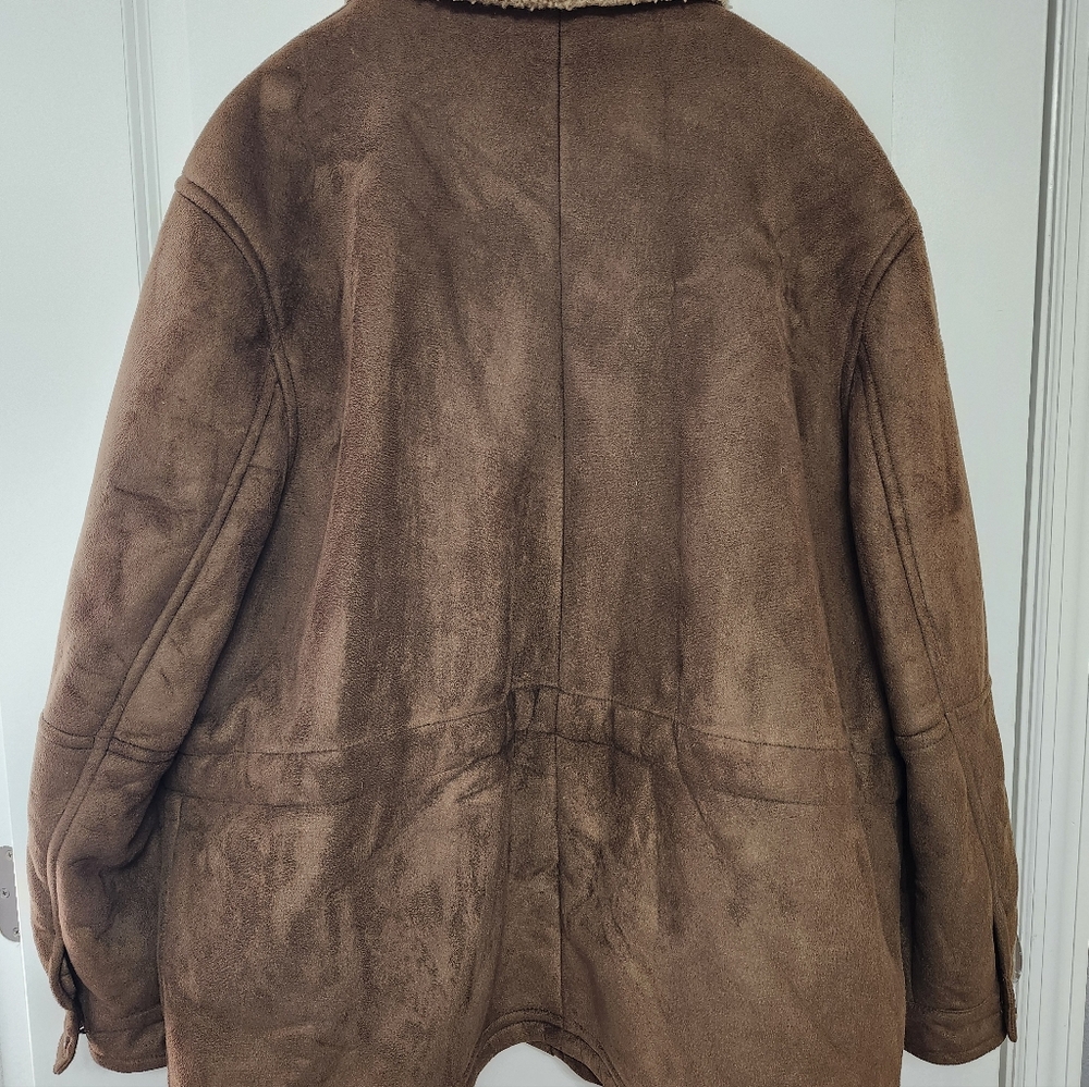 St. Johns Bay Woman's XL Brown Suede Shearling Collar Jacket - Picture 5 of 8
